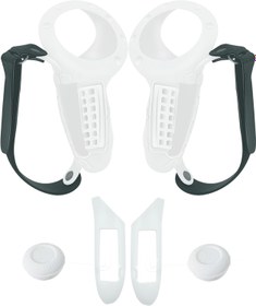 Resim Meta Quest 3 için - VR Denetleyici Sapları Kapak+Başparmak Düğmesi Kapağı+Pil Kapağı, Mafsal Kayışlı Silikon Koruyucu Kılıf, Sanal Gerçeklik Denetleyicisi için Yumuşak Kavramalar Cilt Kılıfı (Beyaz) 
