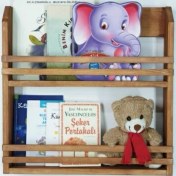Resim Woodwoork Ahşap Bebek Çocuk Odası Montessori Kitaplık Iki Katlı Duvar Rafı 