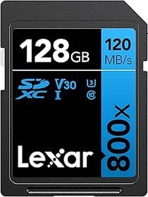 Resim Lexar High-Performance 800x SD Kart 128GB, Hafıza Kartı SDXC UHS-I BLUE Serisi, 120MB/s'ye Kadar Okuma, 45MB/s Yazma, Nokta ve Çekim Kameraları, DSLR Kameralar, HD Kamera (LSD0800128G-BNNAG) 