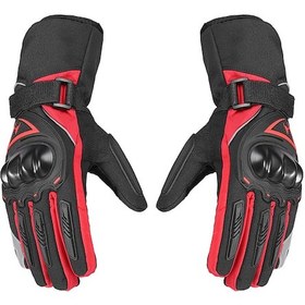 Resim Teltree Kış Motosiklet Eldiveni, Gecelik Yansıtıcı, Dokunmatik Ekran Uyumlu, Su Geçirmez, Soğuk Hava Koruma Kırmızı-l 