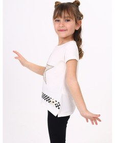 Resim Toontoy Kids Toontoy Kız Çocuk T-shirt Yıldız Baskı Ekru 