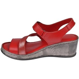 Resim Pullman Hakiki Deri Cırtlı Kadın Sandalet Plm-9 Kırmızı-kırmızı Kırmızı 
