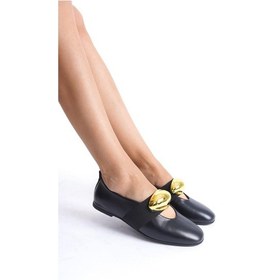 Resim Mubiano Hakiki Deri Collection Kadın Gold Toka Detaylı Babet Siyah - Mcrgn8037 - S Siyah 