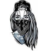 Resim Kurukafa Kadın Gül Tattoo Sticker 01987 