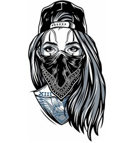 Resim Kurukafa Kadın Gül Tattoo Sticker 01987 