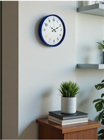 Resim 36 Cm Lacivert Dekoratif Duvar Saati Mavi - Beyaz 