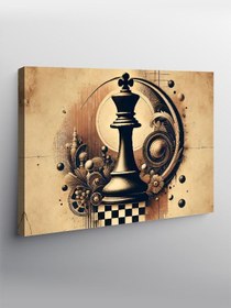 Resim Tablo Mega Kanvas Tablo Satranç Figürü Çizimi YTCNVS501921, 100 x 140 