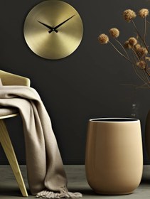 Resim Metal Duvar Saati, Eskitme Gold Vintage, İskandinav Sadeliği, Modern ve Şık Kaplamalı Duvar Saati 35 cm Ø 