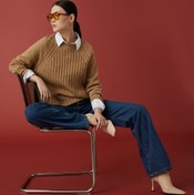 Resim Örgü Kazak Bisiklet Yaka Uzun Kollu 