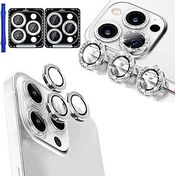 Resim Ferilinso [3+3 Paket] iPhone 14 Pro ve iPhone 14 Pro Max Kamera Lens Koruyucu Aksesuarlar Kamera Kapağı Titanyum Alaşımlı-Uzay Metal Koruma Montaj Taban Kılıf Dostu (Gümüş/Parlak Gümüş) 