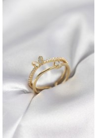 Resim Gold Renk 2'li Zirkon Taşlı Kelebek Model Kadın Yüzük Karışık 