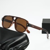 Resim Klasik Pilot Tarzı Erkek Moda Gözlükleri - Gradyan Kahverengi Lensler, Dayanıklı PC Çerçeve ve Suni Deri Kılıf ile Vintage Retro Tasarım - Günlük Kullanım için Mükemmel, Moda Aksesuarları|Vintage Retro Gözlükler|Poli 