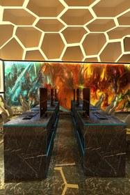 Resim Givayo Mobilya HERO OYUNCU MASASI ROYAL MAVİ BANT 