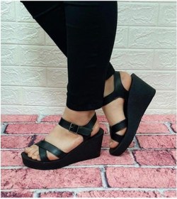 Resim Polaris Siyah Dolgu Topuk Kadın Sandalet Ayakkabı 001 