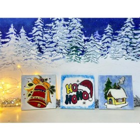 Resim Yılbaşı Temalı 3lü Seramik Bardak Altlığı 