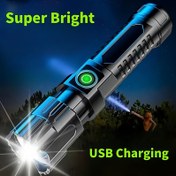 Resim ANYICE Pompalı LED El Feneri - 3 Aydınlatma Modu, USB Şarj, Lityum Pil, Düğme Anahtarı, Dayanıklı ABS Malzeme, Kamp, Yürüyüş ve Açık Acil Durum Kullanımı için İdeal, Kamp Ekipmanı | Büyütülebilir El Feneri | Dayanıklı Plastik Lamba, Kamp için LED Işıklar 