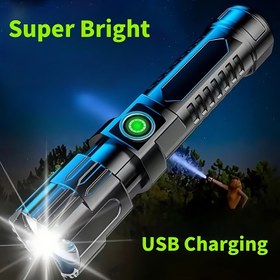 Resim ANYICE Pompalı LED El Feneri - 3 Aydınlatma Modu, USB Şarj, Lityum Pil, Düğme Anahtarı, Dayanıklı ABS Malzeme, Kamp, Yürüyüş ve Açık Acil Durum Kullanımı için İdeal, Kamp Ekipmanı | Büyütülebilir El Feneri | Dayanıklı Plastik Lamba, Kamp için LED Işıklar 