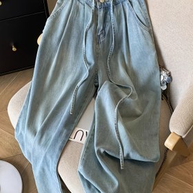 Resim Kadınlar İçin Yüksek Bel Geniş Paça Pantolon - Rahat Kesim Fringe Kenarlı Çan Etekli Kot, Kuşak Halkalı Günlük Denim Şortlar (Bahar/Sonbahar, Çekmez, Çamaşır Makinesinde Yıkanabilir) 