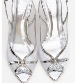 Resim Luvi Shoes Elyse Gümüş Rugan Fileli Kadın Yüksek Topuklu Abiye Ayakkabı Gümüş 