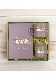 Resim Bk Gift Kişiye Özel İsimli Dtf Anne Temalı Mat Gri Defter & Kahve Fincanı & Mum Hediye Seti-1, Anneye Hediye, Anneler Günü Hediyesi Kobitmeyencom30783 
