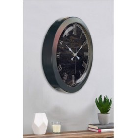Resim Bahat Salon Ofis Duvar Saati Gri Metal Çerçeve 36 Cm 