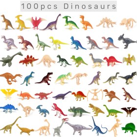 Resim 100 adet Renkli Plastik Dinozor Figürleri - Gençler için Eğitici Eski Hayvan Oyun Seti, Çeşitli Renklerde Mini Dinozor Oyuncakları Dahil, Genç Paleontologlar ve Dinozor Sevdalıları için İdeal Hediye, Gençler için Oyun Seti | Canlı Dinozorlar | Dayanıklı Plastik Figürler, Dinozor Oyuncakları 