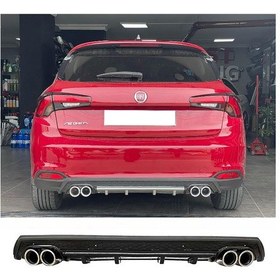 Resim Fiat Egea Hb Uyumlu Siyah Difüzör Çiftli Yuvarlak Egzoz Görünümlü D Tip Difizör 