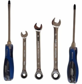 Resim kayasanyapimarket Kayasan Cırcır Anahtar 10mm 12mm 13mm Darbeli Duz Yıldız Tornavida 6x150 Mm 