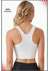 Resim Kadın Beyaz Sporcu Sütyeni Pedli Likralı Su Sporları Koşu Fitness Dans Sports Bra Beyaz 