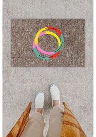 Resim Dijital Baskı Dekoratif Halka Çok Renkli Kapı Önü Paspası K-1283 