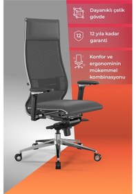 Resim Samurai Ergonomik Koltuk Bel Destekli, Tekerlekli, Yükseklik Ayarlı, Yönetici Koltuğu -506.f.1.62 Koyu Gri 