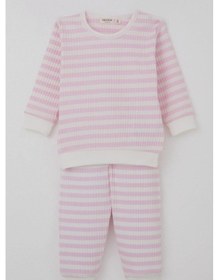 Resim Breeze Kız Bebek Pijama Takımı Omuzdan Patlı Kendinden Desenli 4 Ay-1 Yaş, Pembe 