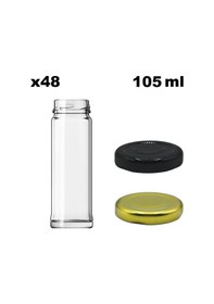 Resim Afracam 105 Ml Metal Kapaklı Şeffaf Tuzluk Cam Kavanoz 48 Adet Siyah 