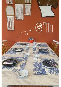 Resim Toile De Jouy %100 Pamuk 6 Lı Amerikan Servis Seti 37x42 Cm - Zt300 Ekru 