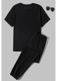 Resim Uyguntarz Unisex Bhvr Baskılı 2'li Eşofman Takımı Siyah 