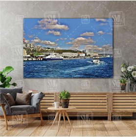 Resim SML TABLO İstanbul Boğazı Manzara Köprü Vapur Yatay Kanvas Tablo 