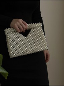 Resim vivozza Zarf Model İnci Baget Çanta El çantası Abiye Çantası Gece Çantası Gelin Çantası 