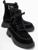 Resim Luvi Shoes Mına Siyah Süet Hakiki Deri Kadın Postal Bot Siyah Süet 