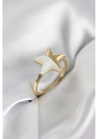 Resim Gold Renk Sedefli Yıldız Model Kadın Yüzük Çok Renkli 