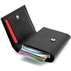 Resim Brahma Model Unisex Vegan Deri Mekanizmalı Vegan Deri Rfıd Cüzdan Kartlık Portföy Siyah 