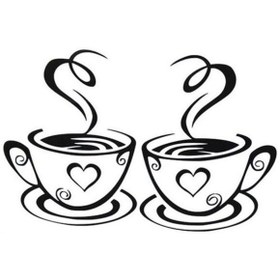 Resim 4x4 Caffe Fincanları Aşk Sevgi Sticker 17cm*11cmdir 