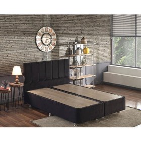 Resim Nironyatak Niron Ela Baza Ve Başlık Seti 160X200 Cm Çift Kişilik Siyah Kumaş 