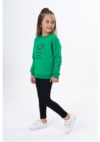 Resim Toontoy Kids Toontoy Kız Çocuk Nakışlı Taytlı Takım Çimen Yeşili 