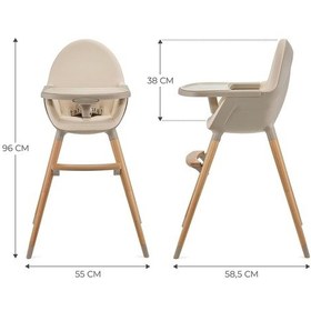 Resim Kinderkraft Fını2 2'si 1 Arada Yüksek Sandalye - Ahşap Bacaklı - 6 Aydan 5 Yaşa Kadar, 5 Noktalı Kayışlar 