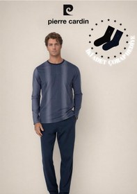 Resim Pierre Cardin Erkek %100 Pamuk Çizgi Detaylı Uzun Kol Pijama Takımı Ol.pc.6105.001-lacivert-xl Çok Renkli 
