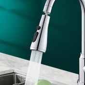 Resim 1 Adet - Evrensel Modern Metal Mutfak Musluk Perdesi, 360° Dönebilen Yüksek Basınçlı Su Tasarruflu Lavabo Sprey Aparatı ve Merkezi Montaj Kiti - Paslanmaz Çelik - Ev, Karavan, Banyo Kullanımı İçin - Yeni Eve Taşınma & Mutfak Yenileme için İdeal Hediye 