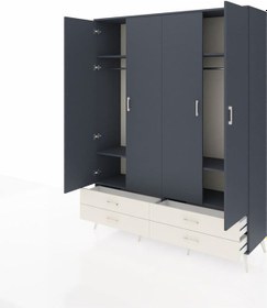 Resim Hyperion Gardrop 6 Raflı 4 Çekmeceli 2 Askılı 176x44x221 Antrasit-antrasit/aytaşı Antrasit/aytaşı 