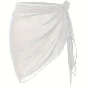 Resim Kadınların Seksi Şeffaf Sarma Giyim - Hafif Esnek Olmayan Kumaş, Düz Renk Plaj Mayo Bikini, Havuz ve Yaz Gezileri, Havuz Kenarı Kıyafeti, Akışkan Kumaş 