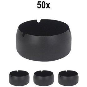 Resim 50 Adet Çelik Siyah 8 Cm Kafe Restaurant Lokanta Yuvarlak Kül Tablası Küllük 