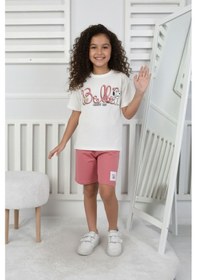Resim Belle Baskı Kız Çocuk Şortlu Takım-90343 Pembe 